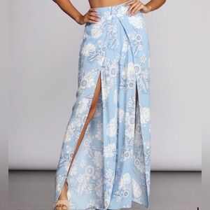Windsor Wide Leg Pants Floral Front Slits Sexy Bohemian